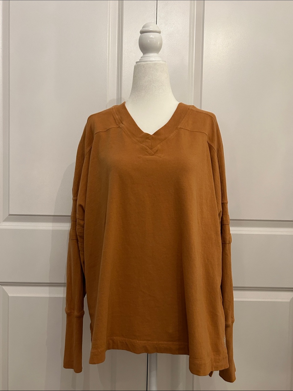 Free People Rust Color V-Neck Oversized long sleeve Top